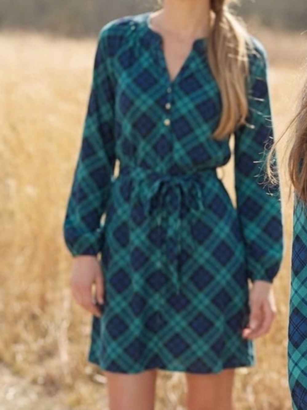 Mud Pie Samantha Flowy Plaid Shirt Dress Sz L
